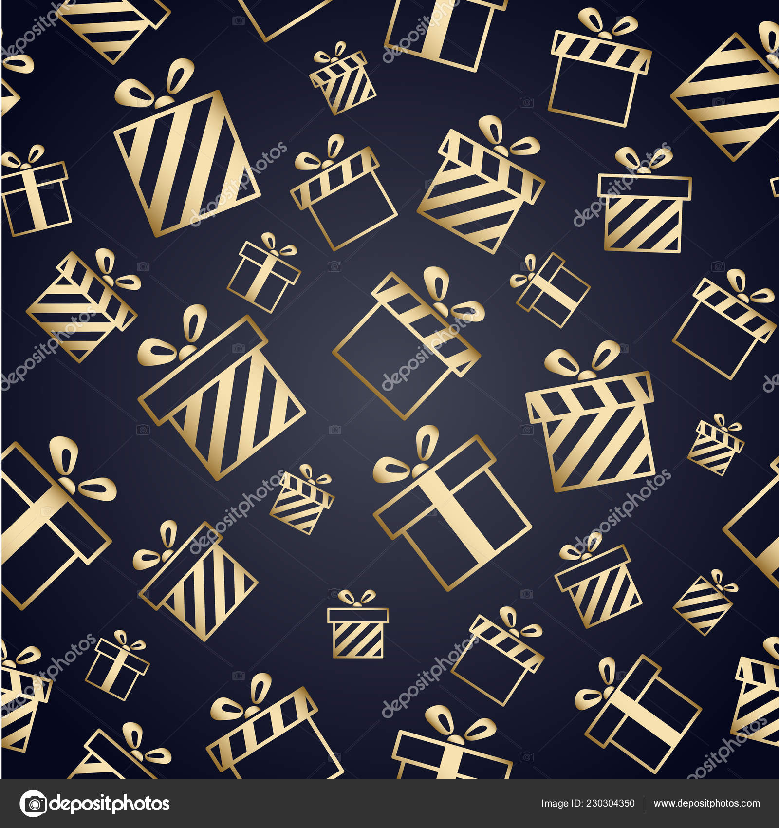 Premium Vector  Seamless dark pattern with golden line gift boxes wrapping  paper design