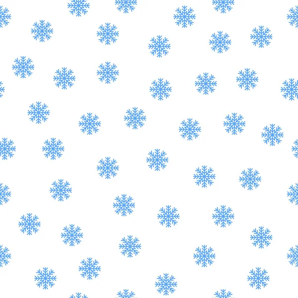 Kerstmis Naadloos Patroon Met Blauwe Sneeuwvlokken Witte Achtergrond Vector Ontwerp — Stockvector