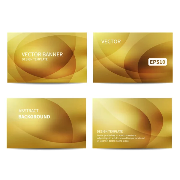 Set Von Gold Visitenkarten Design Vorlage Goldene Visitenkarten Vektor Banner — Stockvektor