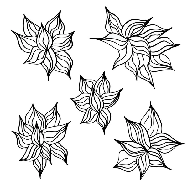 Doodle Çiçekleri Seti Vektör Tasarım Elemanı Eps10 — Stok Vektör
