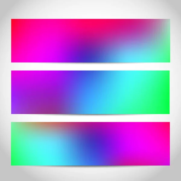 Bannerek vagy fejlécek, láblécek trendi fényes neon gradiens színes háttér — Stock Vector