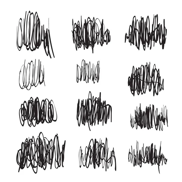 Scribble penseldrag set, vektor logotyp designelement — Stock vektor