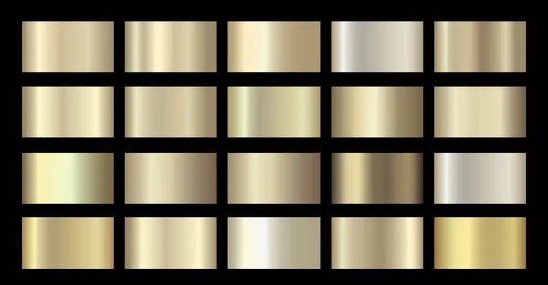 Altın metalik, bronz, gümüş, krom, bakır metal folyo doku degrade şablonu. Vektör altın — Stok Vektör