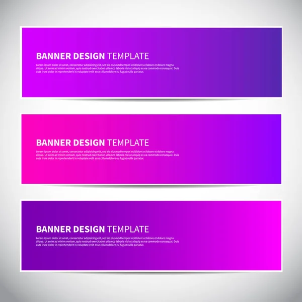 Banners eller rubriker med trendiga ljust rosa och lila gradient färgglada bakgrund — Stock vektor