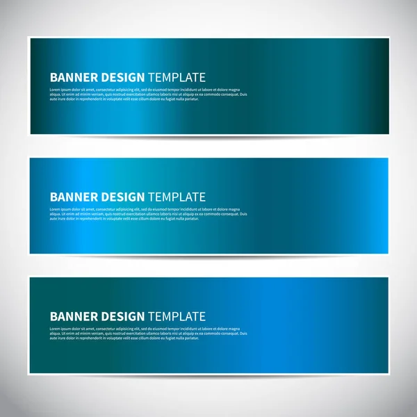 Banners. Blauwe glanzende glanzende gradiënt vector banner templates of website headers — Stockvector