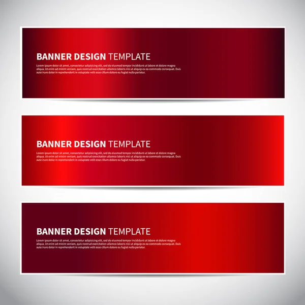 Banners. Rode glanzende glanzende gradiënt vector banner templates of website headers — Stockvector