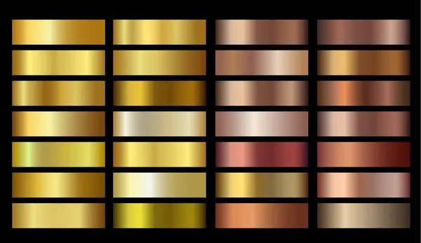 Vector Banners with gold and bronze gradient texture backgrounds — Stock Vector