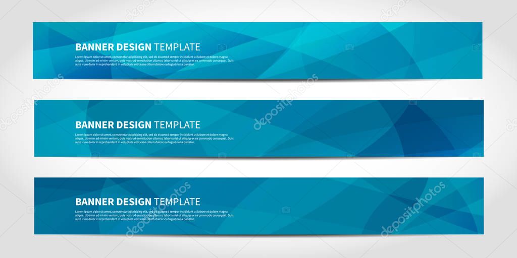 Vector banners with abstract geometric blue background