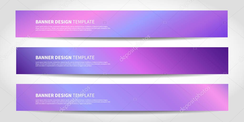 Vector banners with abstract neon background. Website headers