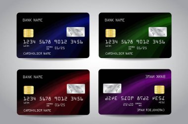 Siyah soyut tasarım arka plan ile kredi kartları vektör seti