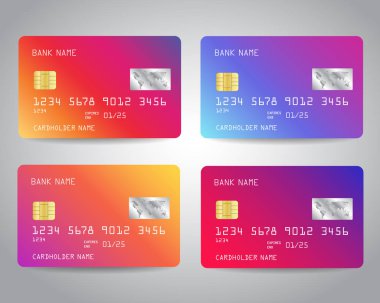 Renkli soyut trendy tasarım ile kredi kartları vektör seti
