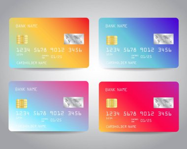 Renkli soyut trendy tasarım ile kredi kartları vektör seti