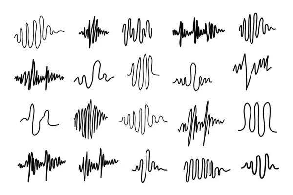 Ikony Ekvalizéru Ikony Zvukových Vln Nastaveny Vektorový Průběh Zvukový Záznam — Stockový vektor