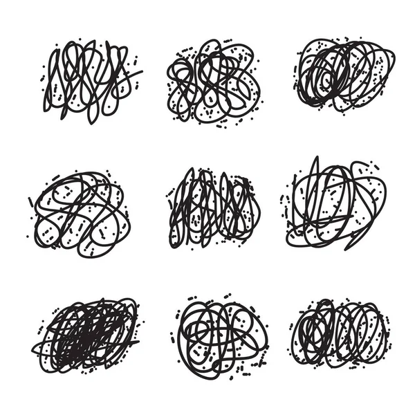 Scribble Brush Strokes Set Texture Vector Logo Design — Stock Vector