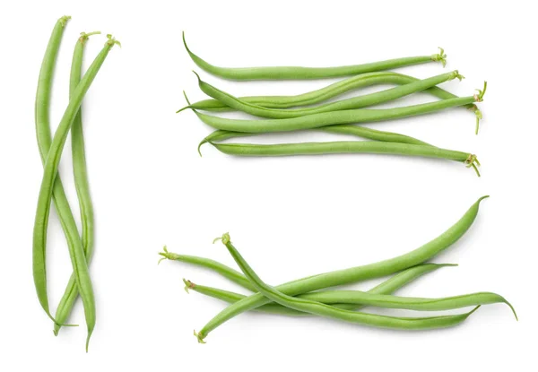 緑の豆は 白い背景で隔離 トップ ビュー — ストック写真