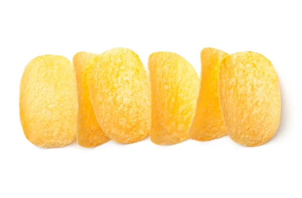 Potatischips Isolerad Vit Bakgrund Ovanifrån — Stockfoto