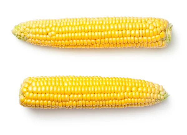 Kukorica Fülek Elszigetelt Fehér Background Szemközti Nézet — Stock Fotó