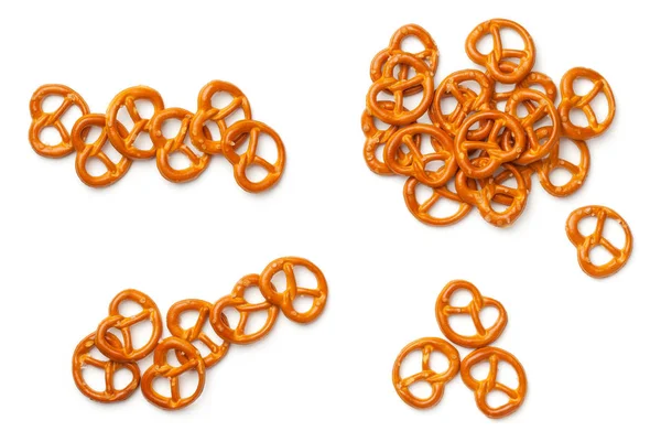 Pretzels Isolated White Background Flat Lay Top View — Stock Photo, Image
