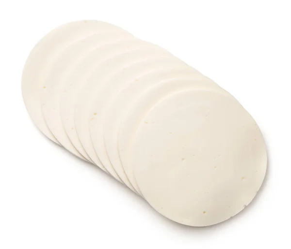 サワー クリーム チーズ スライスは 白い背景で隔離 トップ ビュー — ストック写真