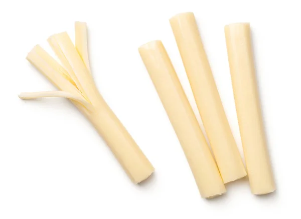 String Cheese Isolated White Background Top View — Stock Photo, Image