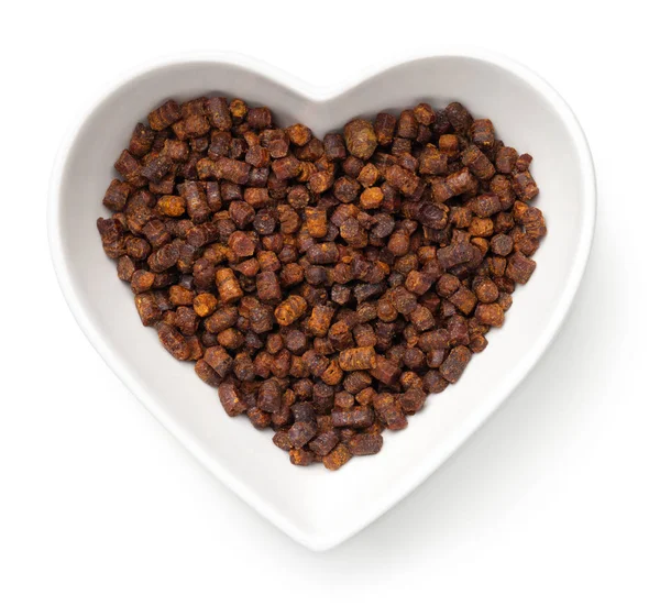 Bee Pollen Propolis Heart Bowl Isolated White Background Top View — Stock Photo, Image