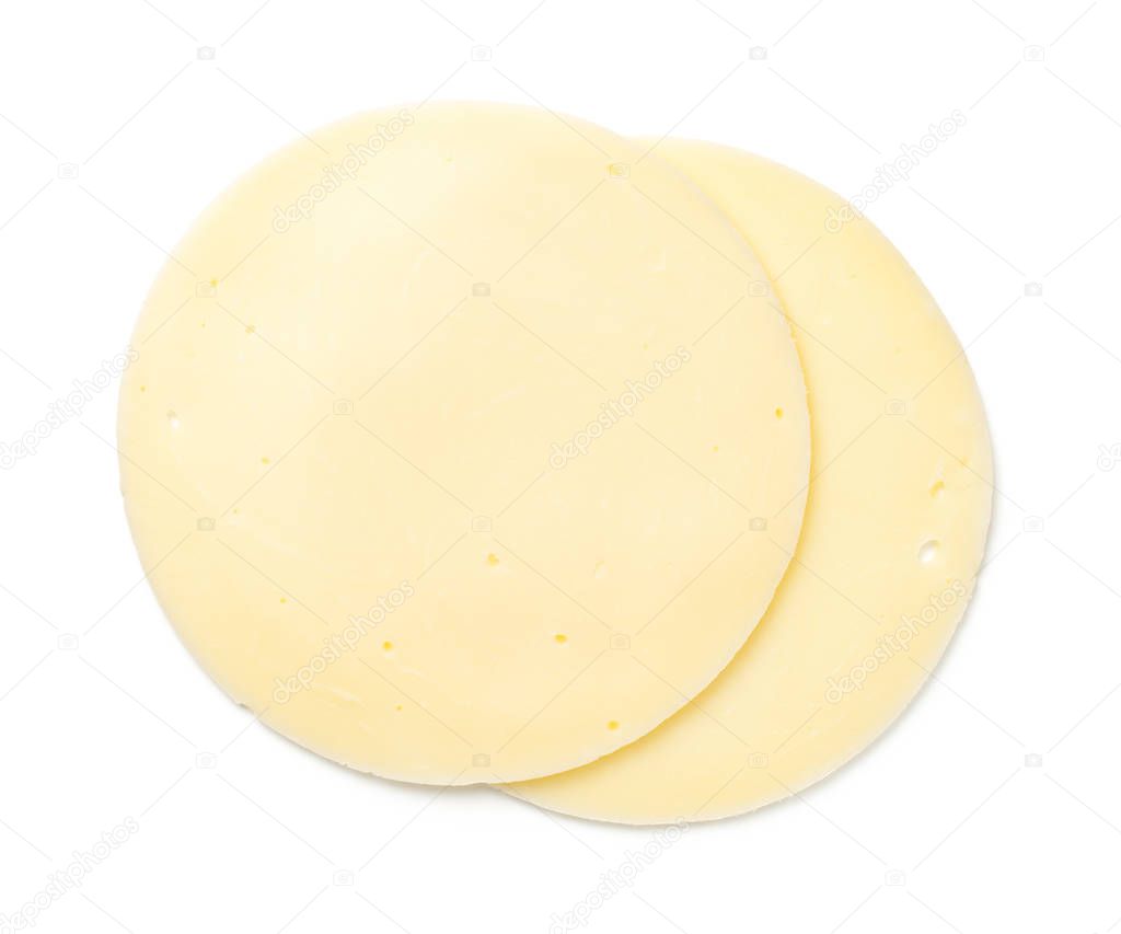 Mozzarella Cheese Slices Isolated On White Background