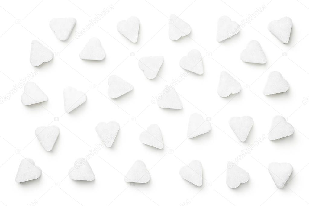 Sugar Cubes In Shape Of Heart Isolated