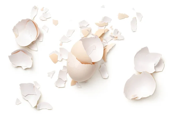 Cáscaras de huevo aisladas sobre fondo blanco —  Fotos de Stock