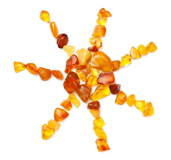 Sole fatto di ambra isolato su bianco — Foto Stock