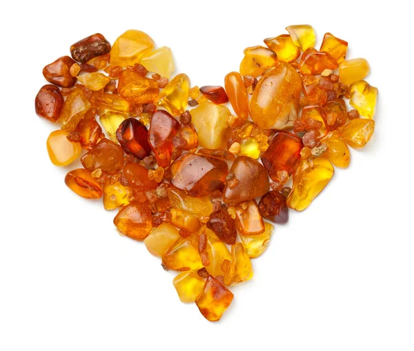 Coeur composé d'ambre isolé sur blanc — Photo