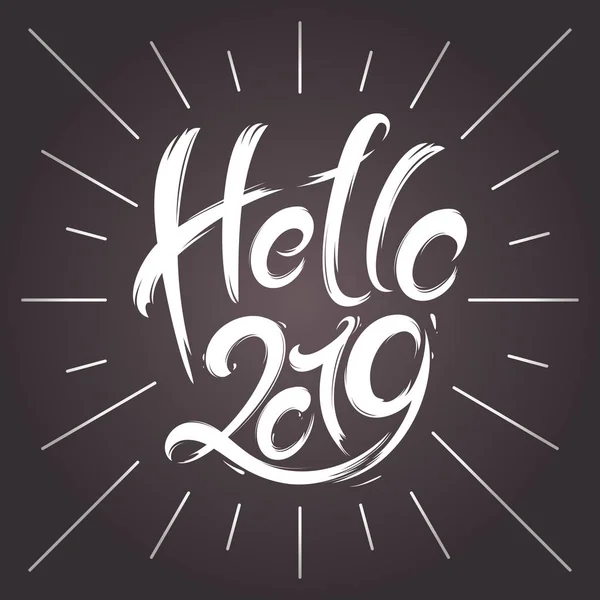 2019 Вітальна Листівка Новий Рік Рука Намальована Векторні Ілюстрації — стоковий вектор