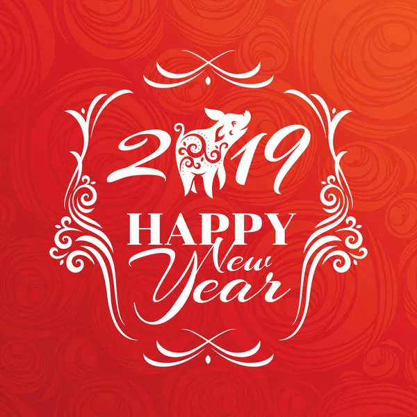 2019 Κινέζικη Κάρτα Χαιρετισμού Για Νέο Έτος Χρονιά Του Γουρουνιού — Διανυσματικό Αρχείο
