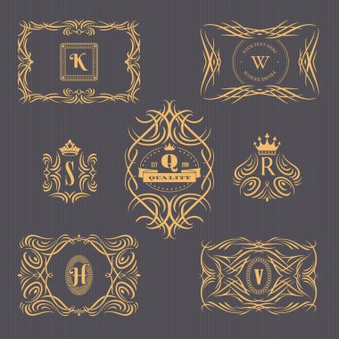 Kaligrafik vintage çiçek çerçevesi koleksiyonu