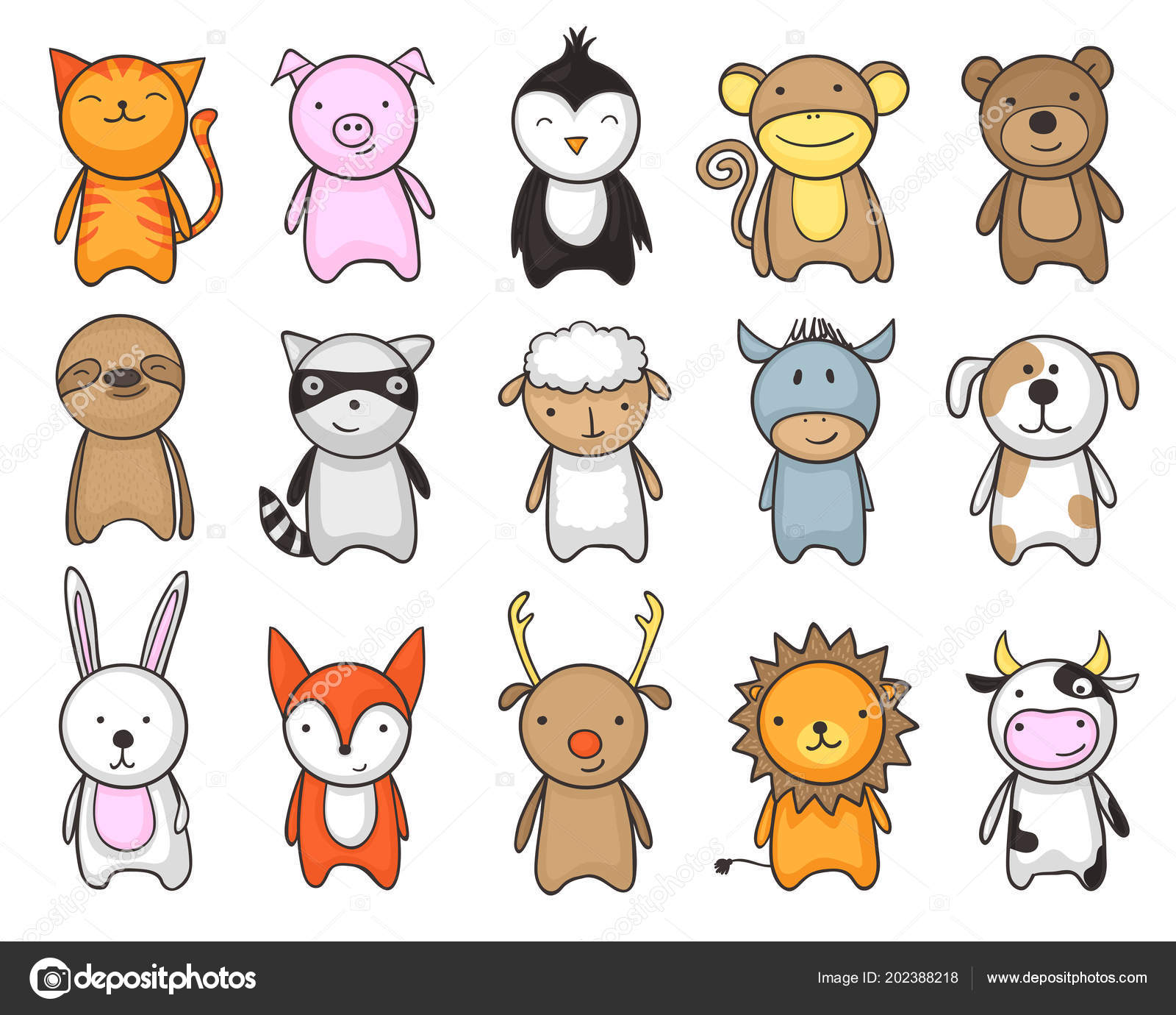 Simple Childish Drawing Cute Toy Animals Kids Stock Vector Image by  ©zsooofija #202388218