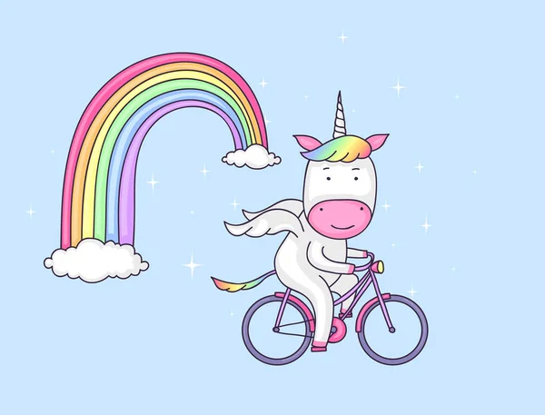 Unicorn on a bicycle — Stock Vector