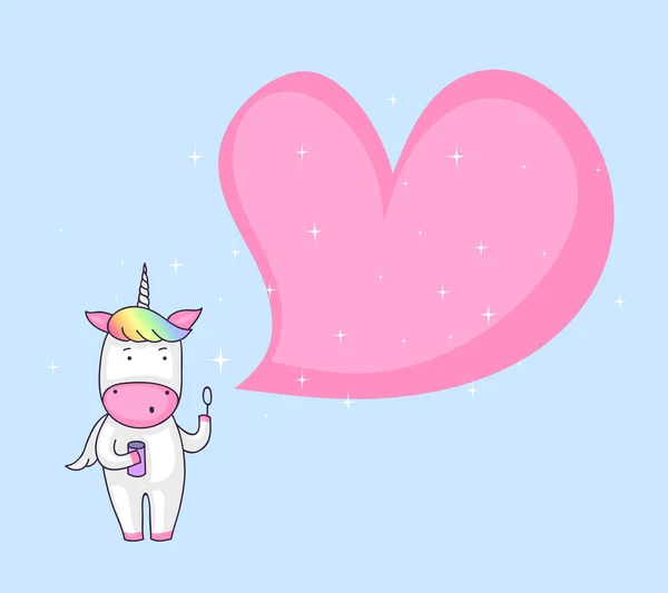 Unicornio soplando burbuja de jabón — Vector de stock