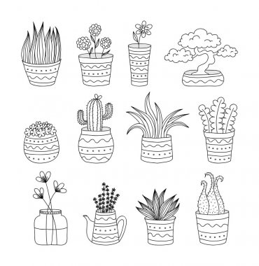 Doodle çiçek kaplar