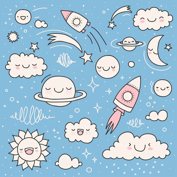 Mignon ciel doodle — Image vectorielle