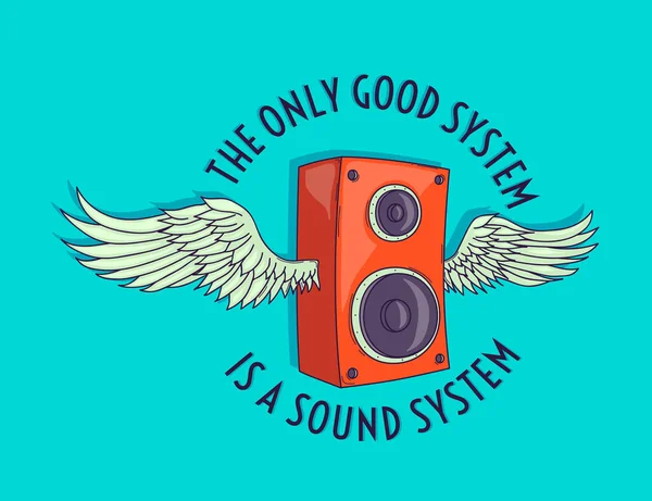 Das Einzig Gute System Ist Ein Soundsystem Einen Handgezeichneten Lautsprecher — Stockvektor