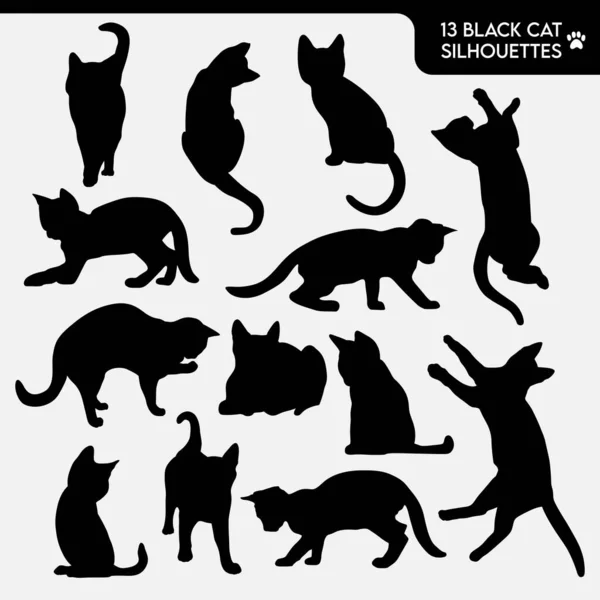 Collection Silhouettes Chat Noir — Image vectorielle