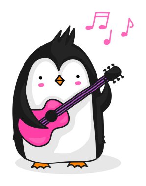 Pembe gitar çalan sevimli penguen.