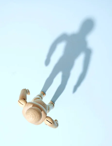 Uma Foto Estúdio Manequim Brinquedo Madeira — Fotografia de Stock
