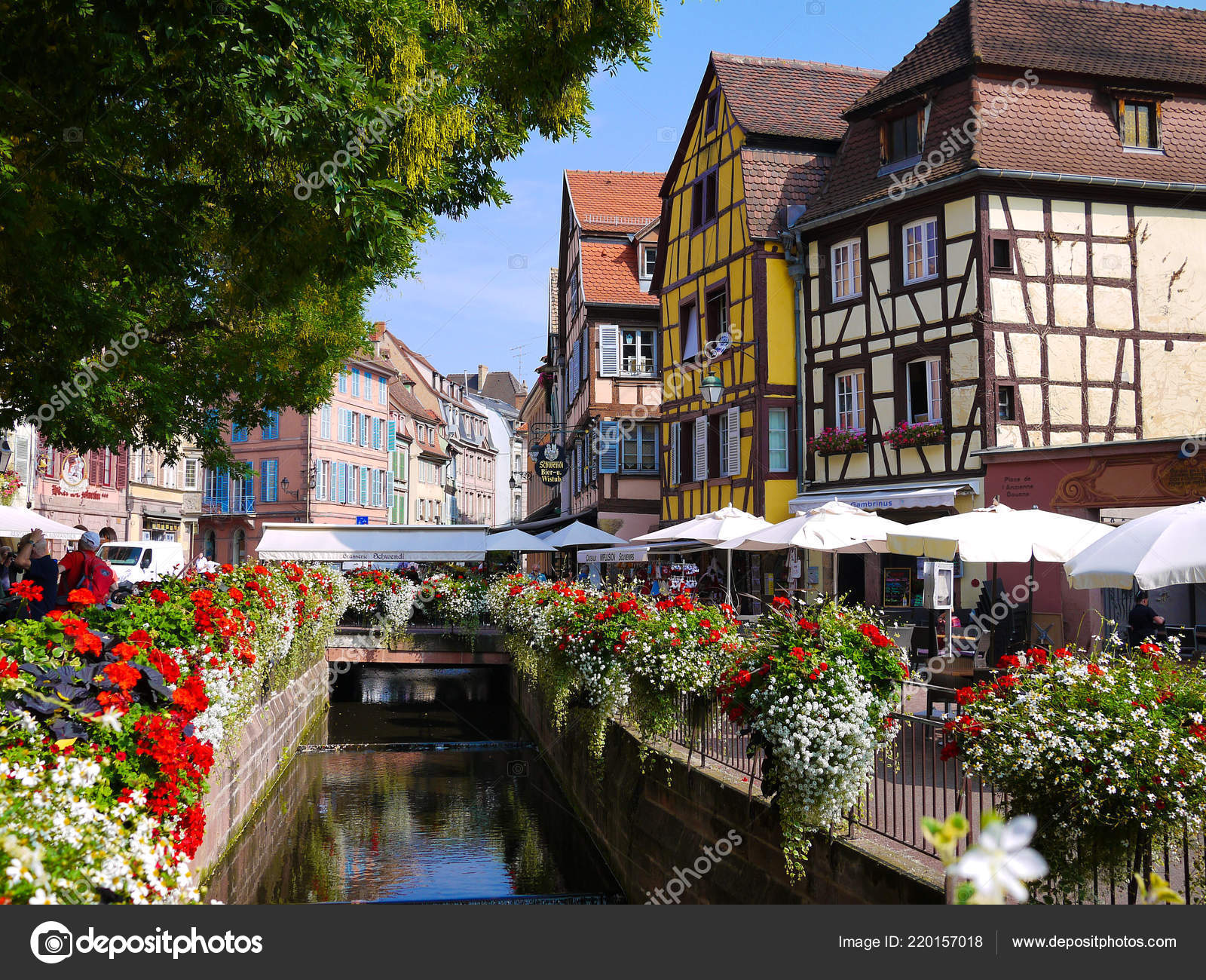 Traditional French Houses Side River Lauch Petite Venise Colmar France —  Stock Photo © Willy Mobilo #220157018, image size:1600x1300