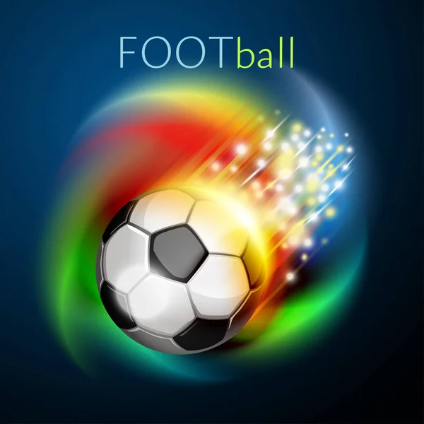 Gökkuşağının Üstünde Uçan Futbol Topu — Stok Vektör