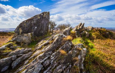 Roc'h Trevezel zirvesine Brittany, Kuzey-Batı Fransa, Avrupa
