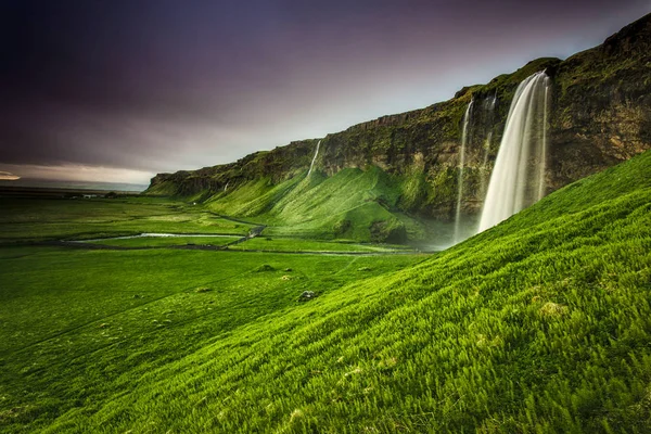 Der Beeindruckende Seljalandsfoss Wasserfall Island — Stockfoto