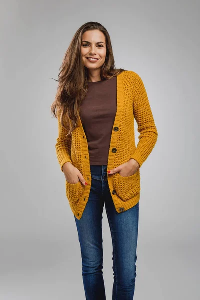 Hermosa Mujer Feliz Sonriendo Mirando Cámara —  Fotos de Stock