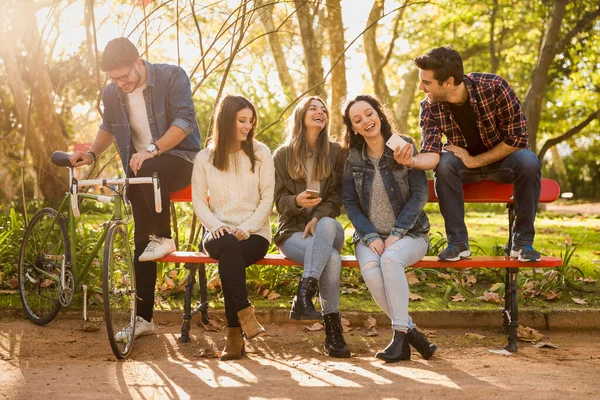 Grupo Amigos Parque Otoño — Foto de Stock