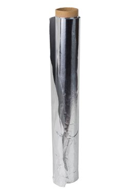 açık pişirme folyo bir rulo beyaz arka planda izole