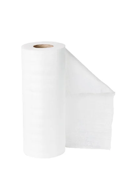 Toalha de viscose laminada branca e limpe isolada no fundo branco — Fotografia de Stock